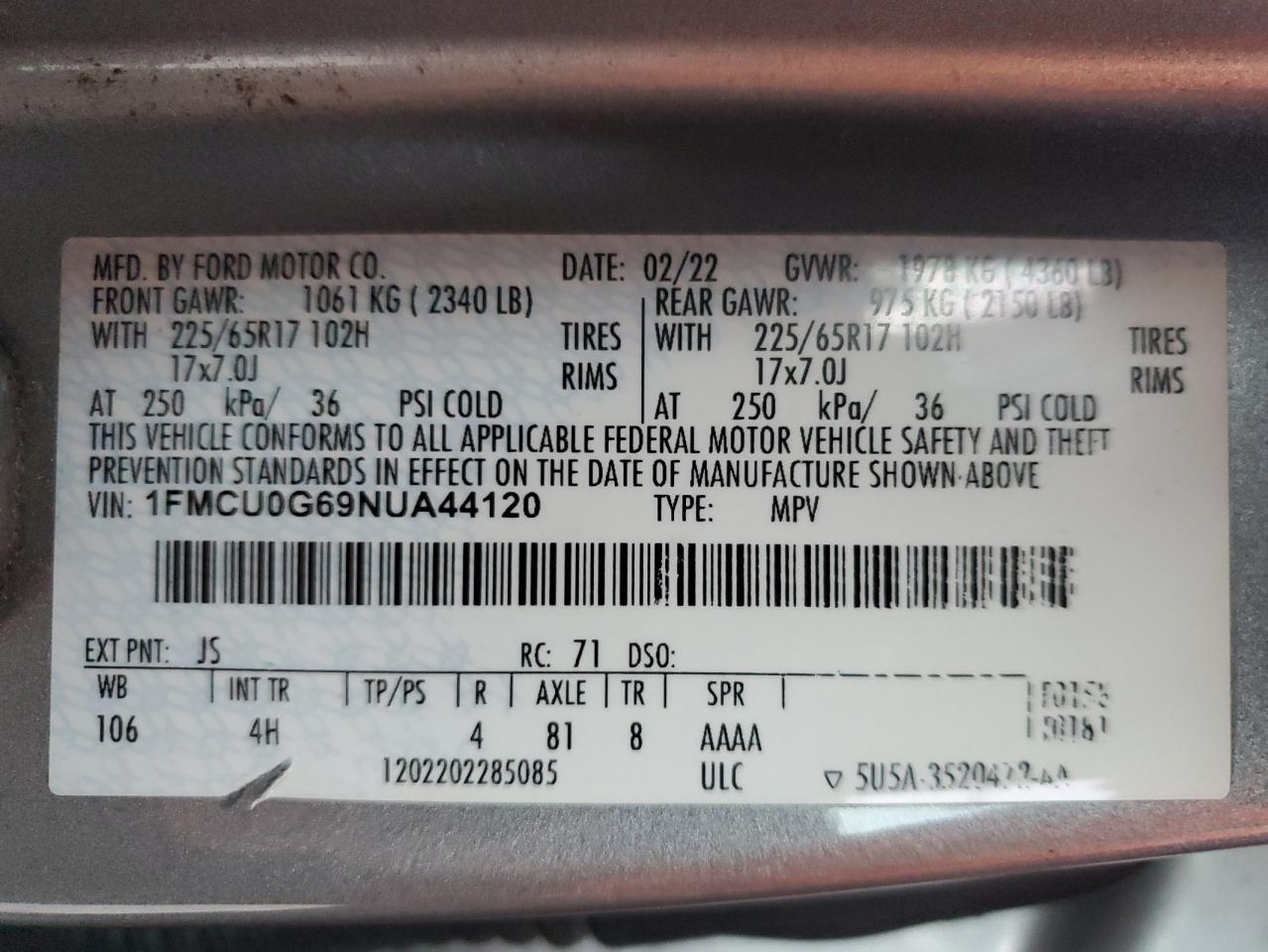2022 FORD ESCAPE