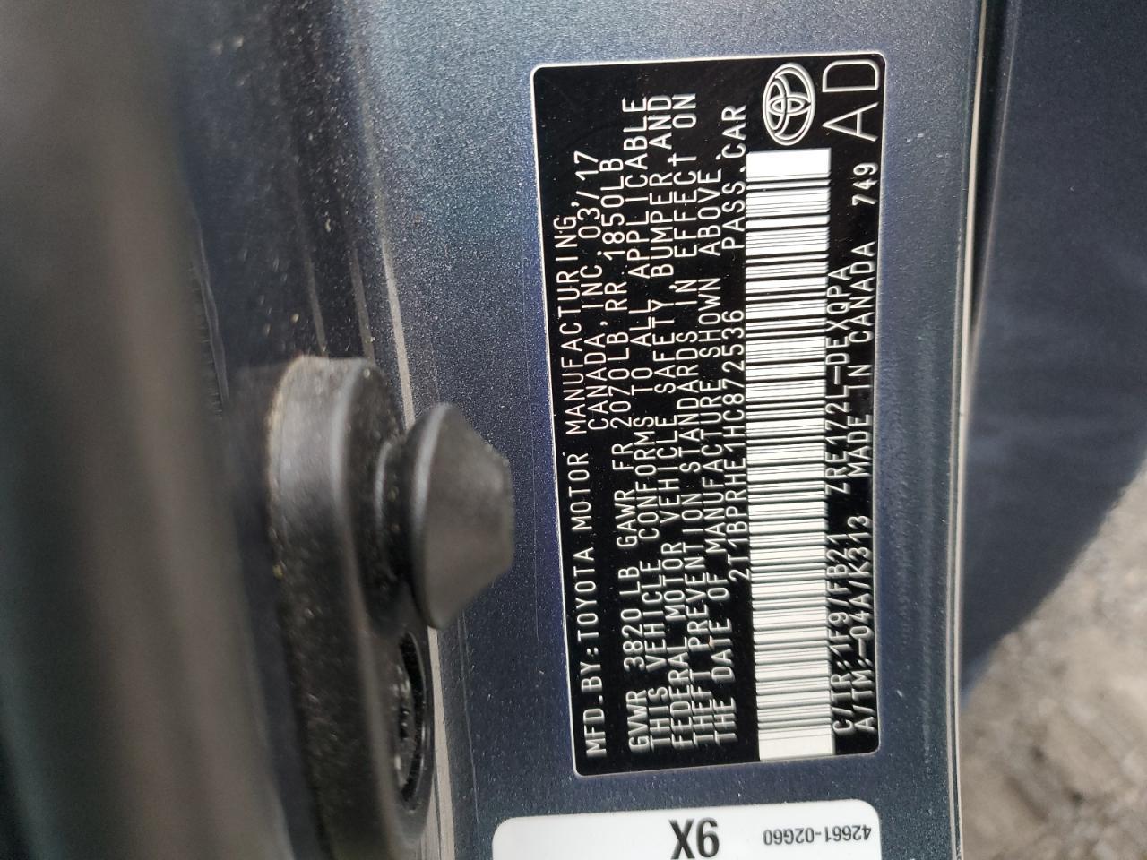 2017 TOYOTA COROLLA