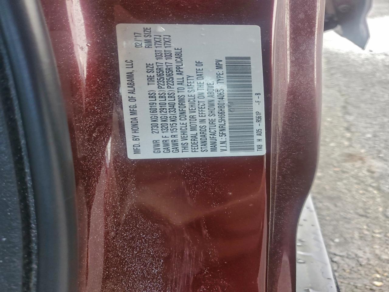 2017 HONDA ODYSSEY