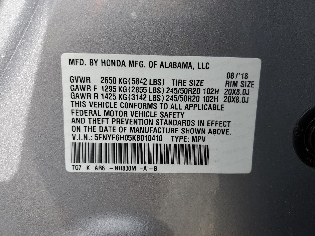 2019 HONDA PILOT