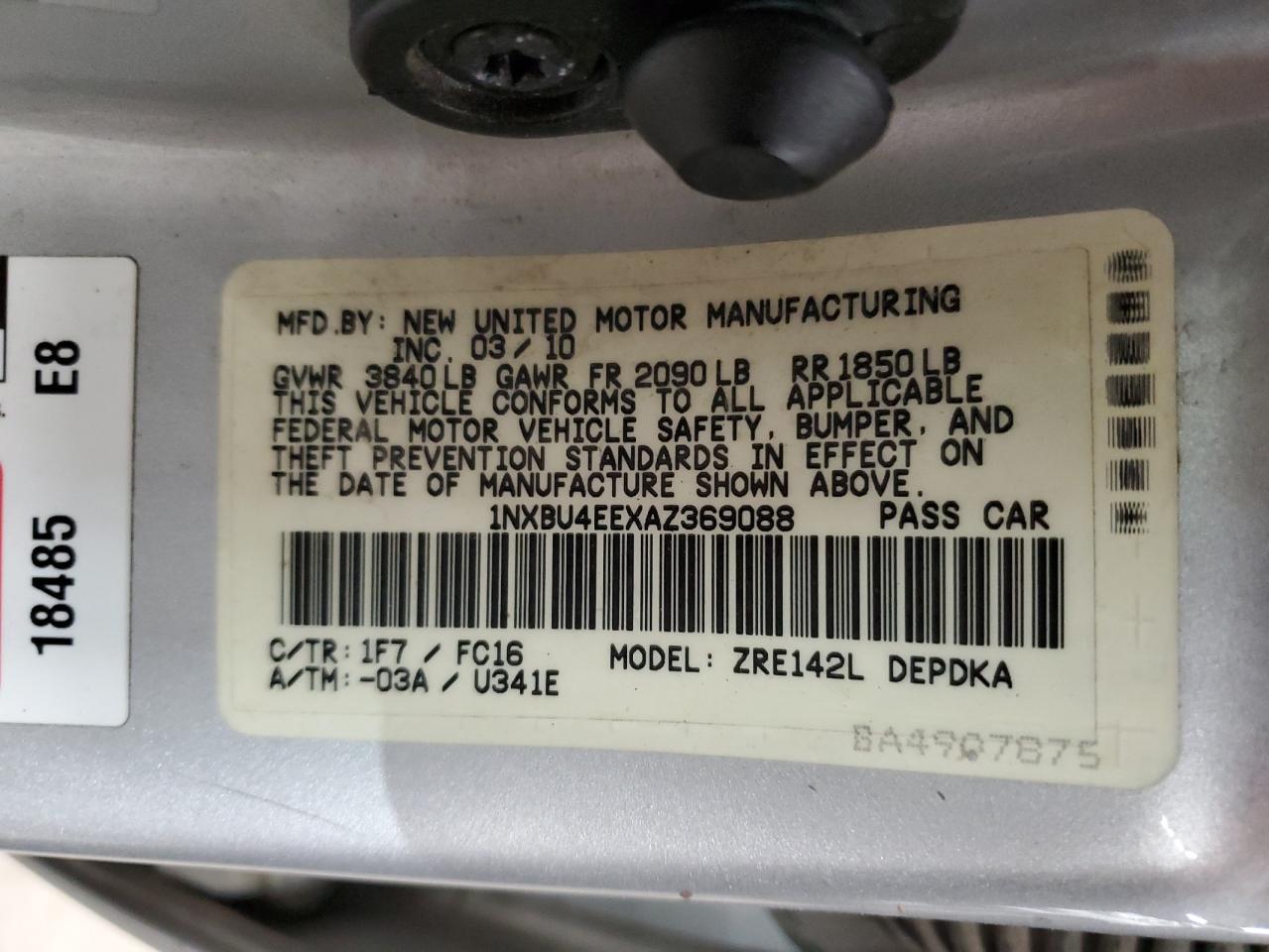 2010 TOYOTA COROLLA