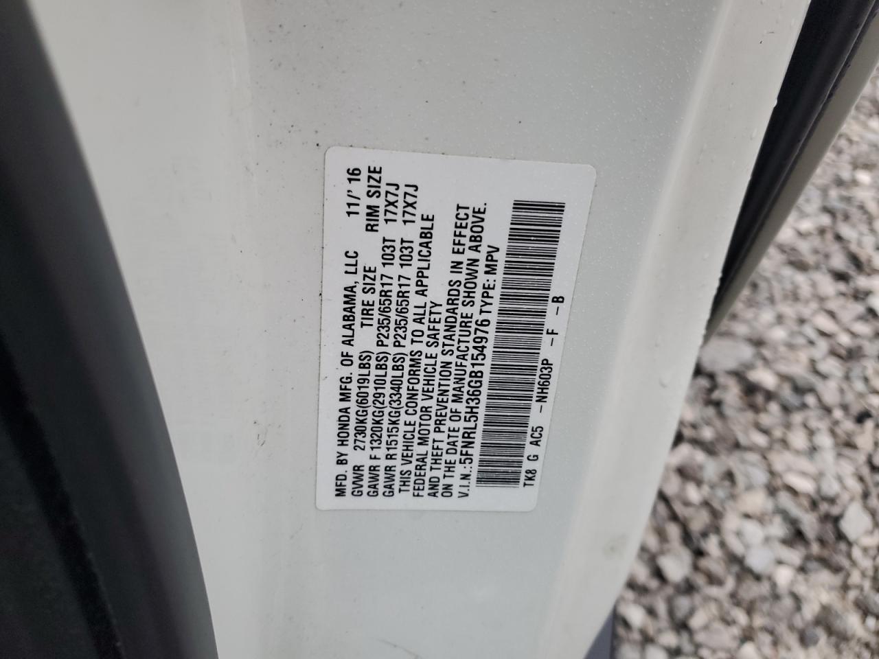 2016 HONDA ODYSSEY