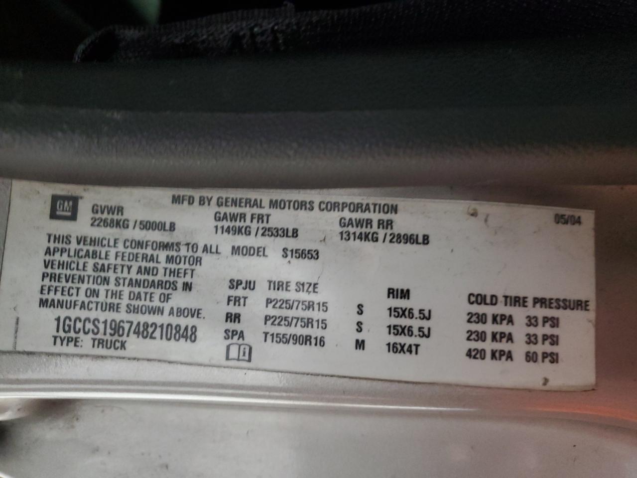 2004 CHEVROLET COLORADO