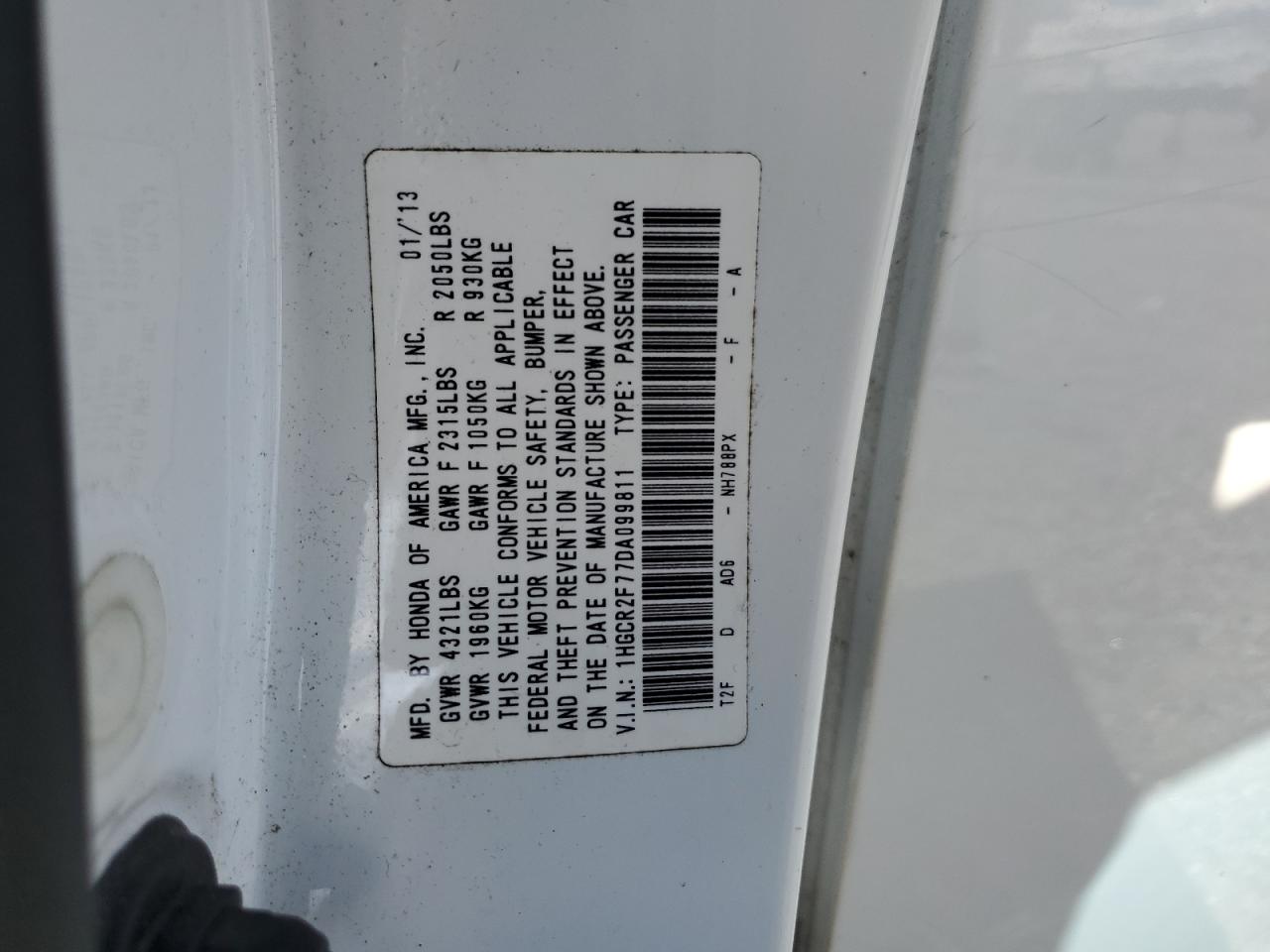 2013 HONDA ACCORD
