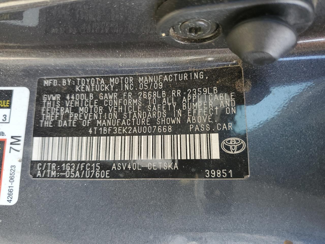 2010 TOYOTA CAMRY