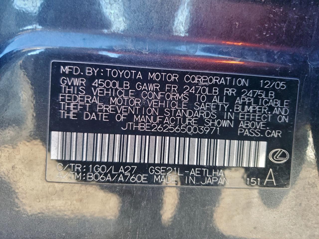 2006 LEXUS IS 350