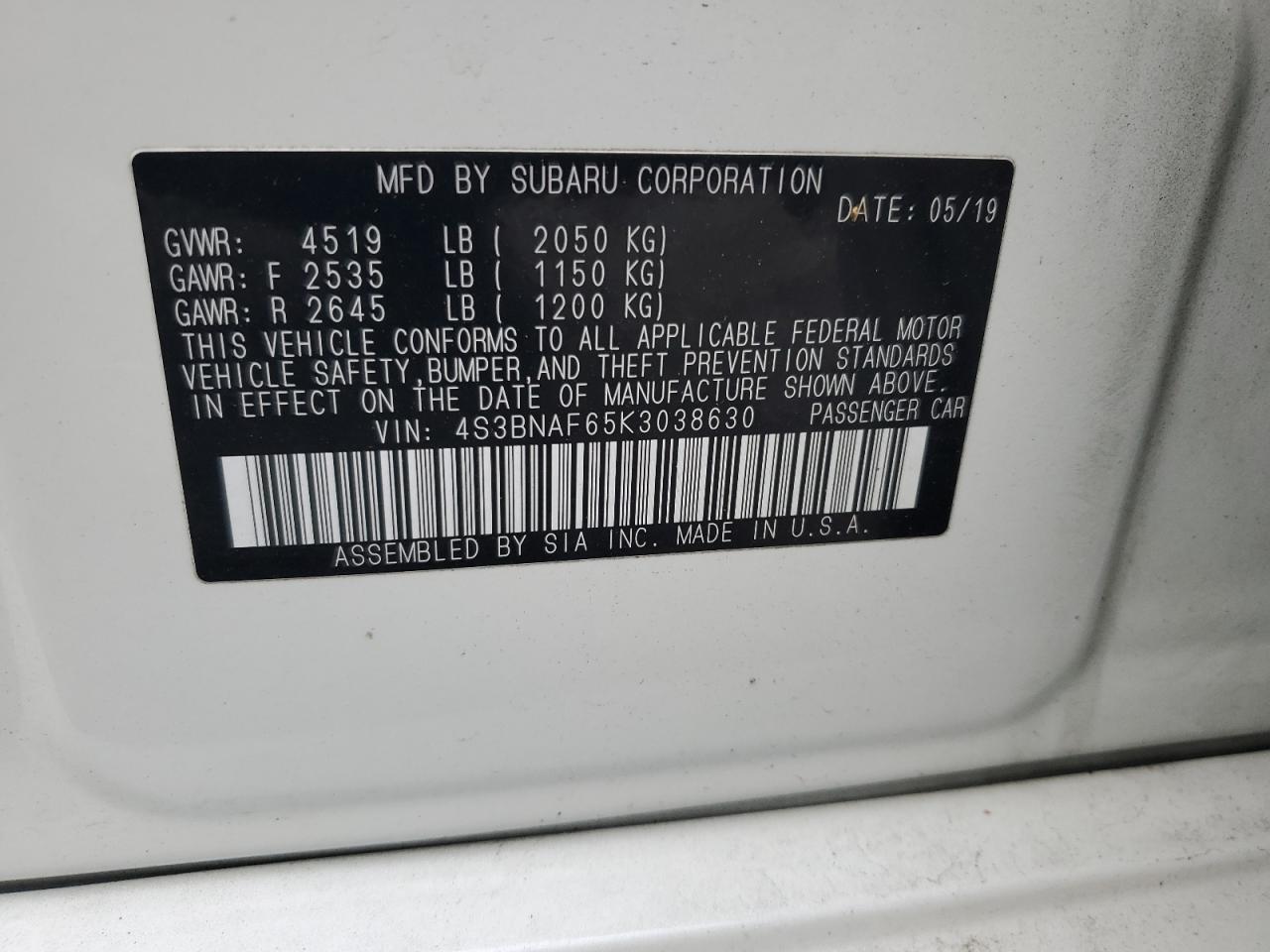 2019 SUBARU Legacy