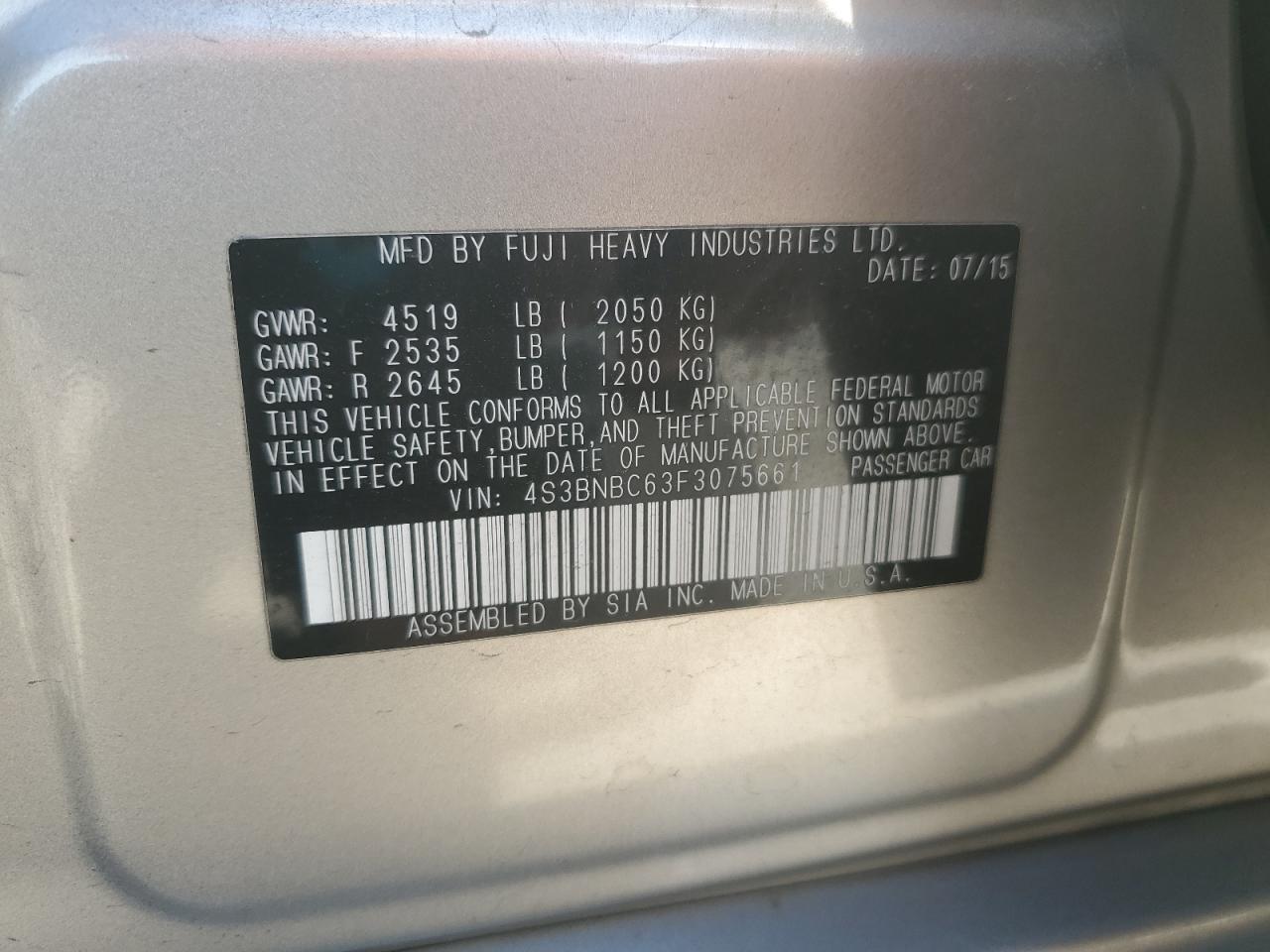 2015 SUBARU Legacy