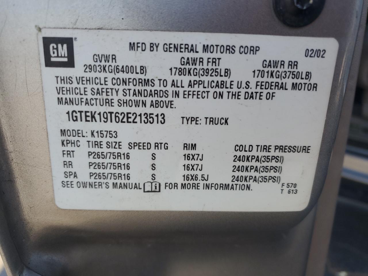 2002 GMC SIERRA 1500
