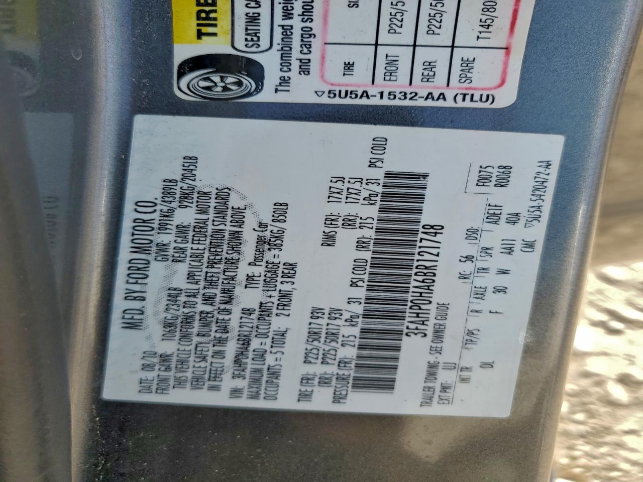 2011 FORD FUSION
