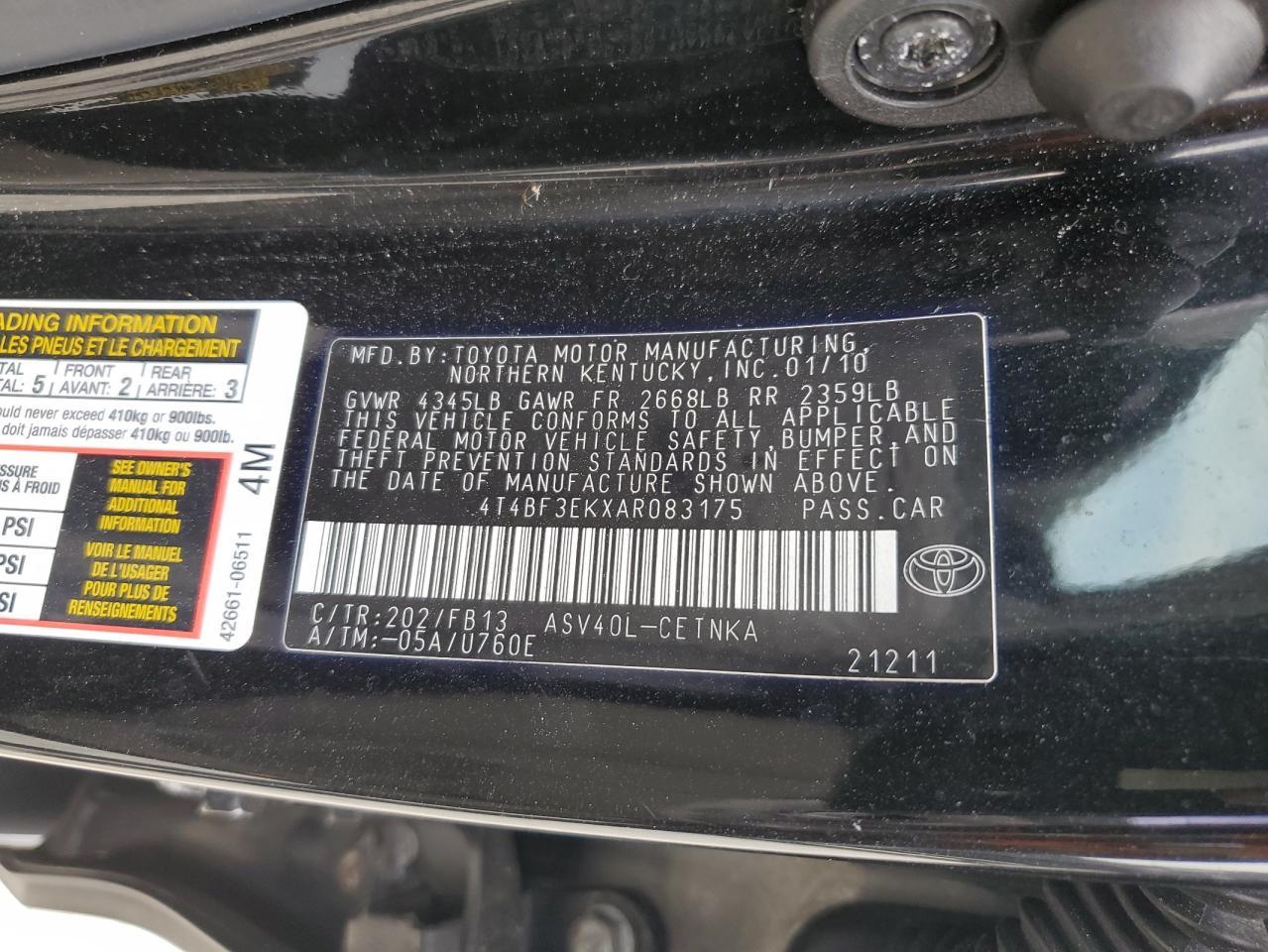 2010 TOYOTA CAMRY