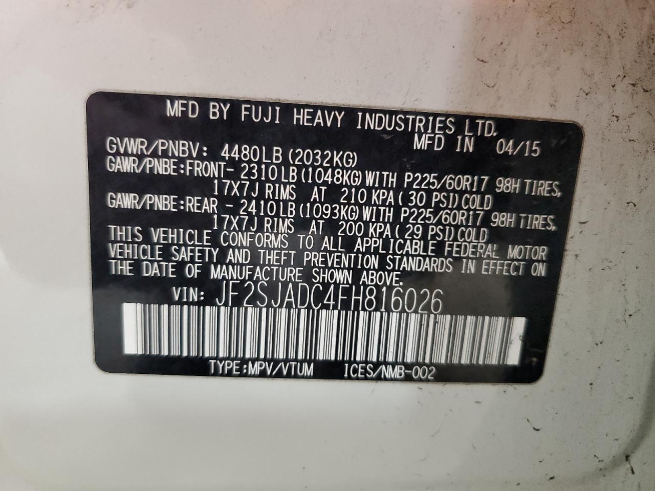 2015 SUBARU FORESTER