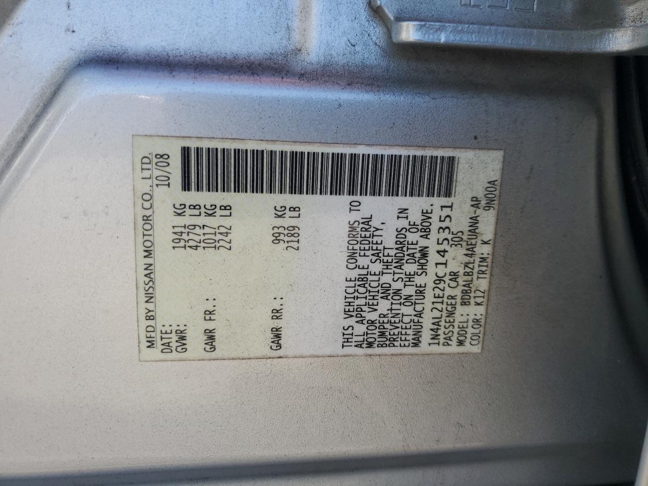 2009 NISSAN ALTIMA