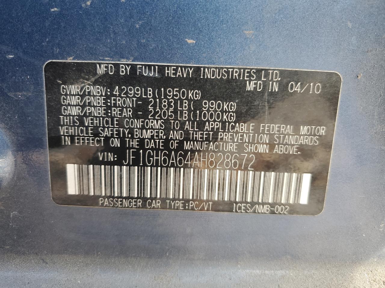 2010 SUBARU IMPREZA