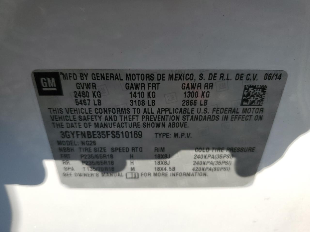 2015 CADILLAC SRX
