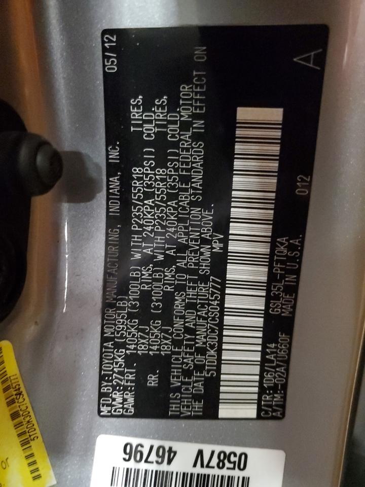 2012 TOYOTA SIENNA