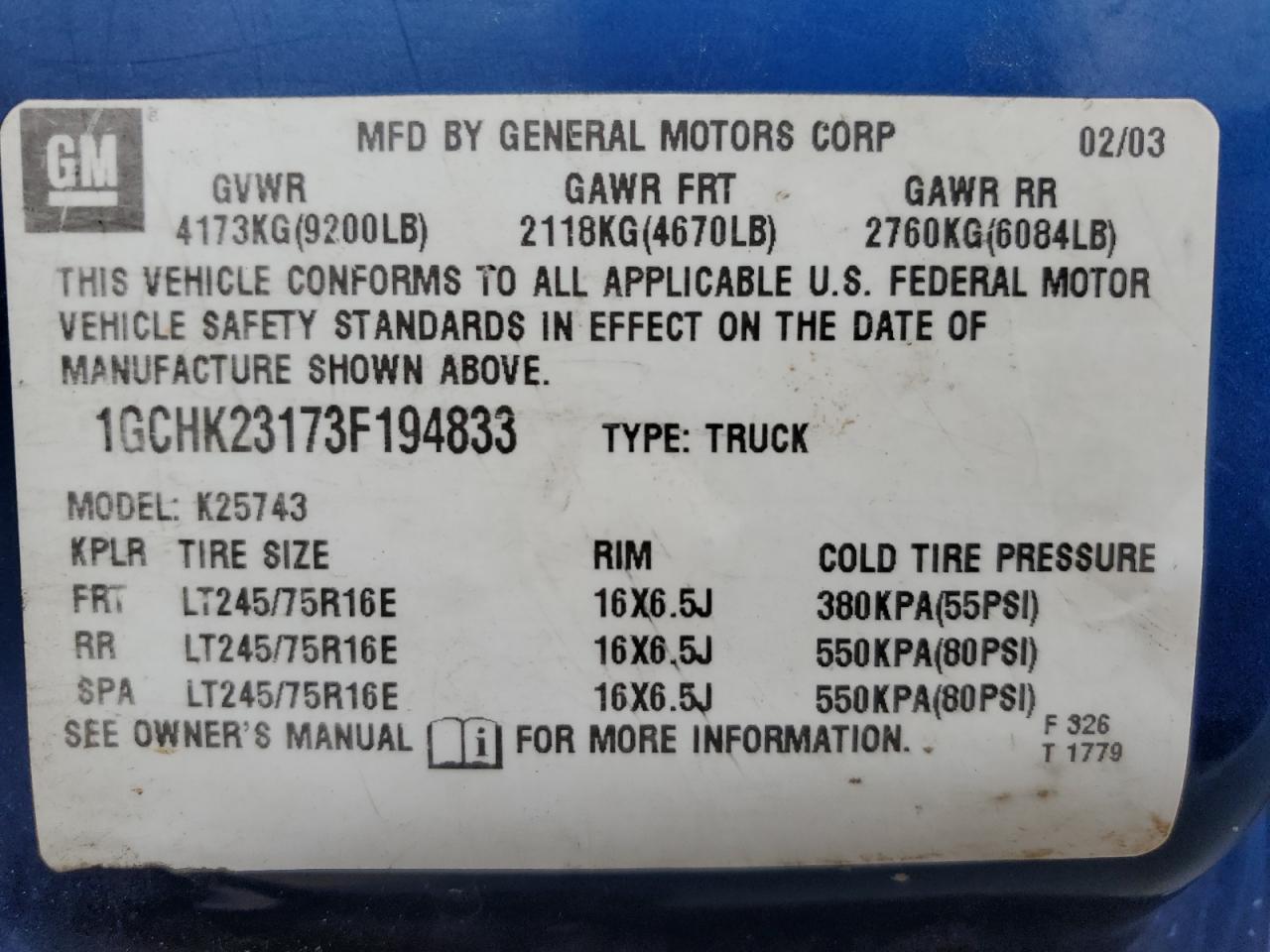 2003 CHEVROLET Silverado 2500