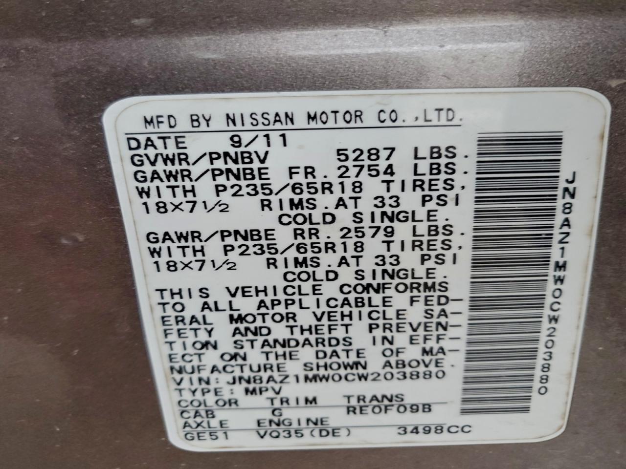 2012 NISSAN MURANO