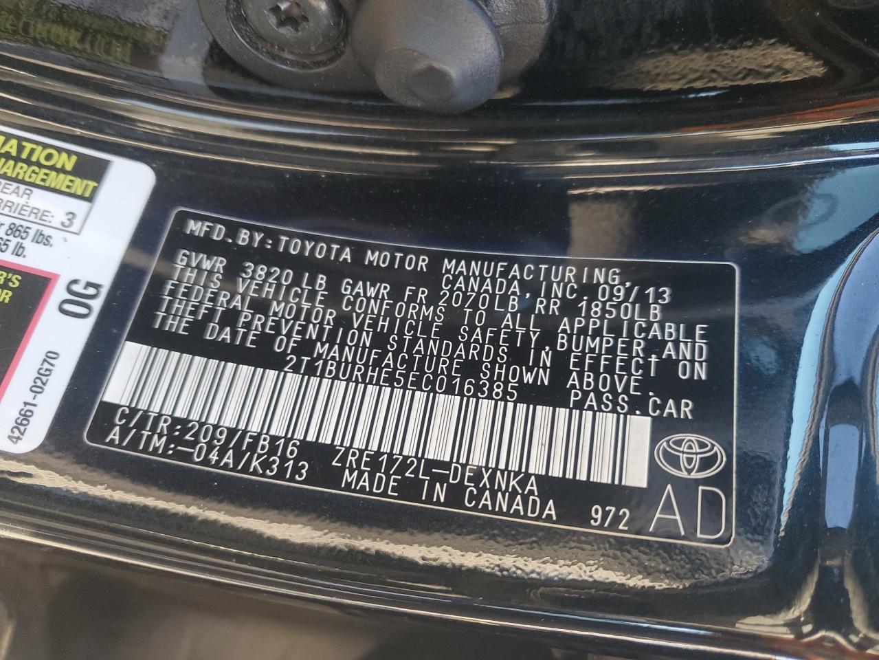 2014 TOYOTA COROLLA