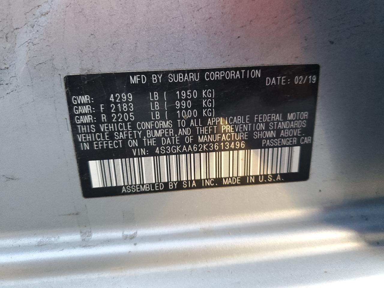 2019 SUBARU IMPREZA
