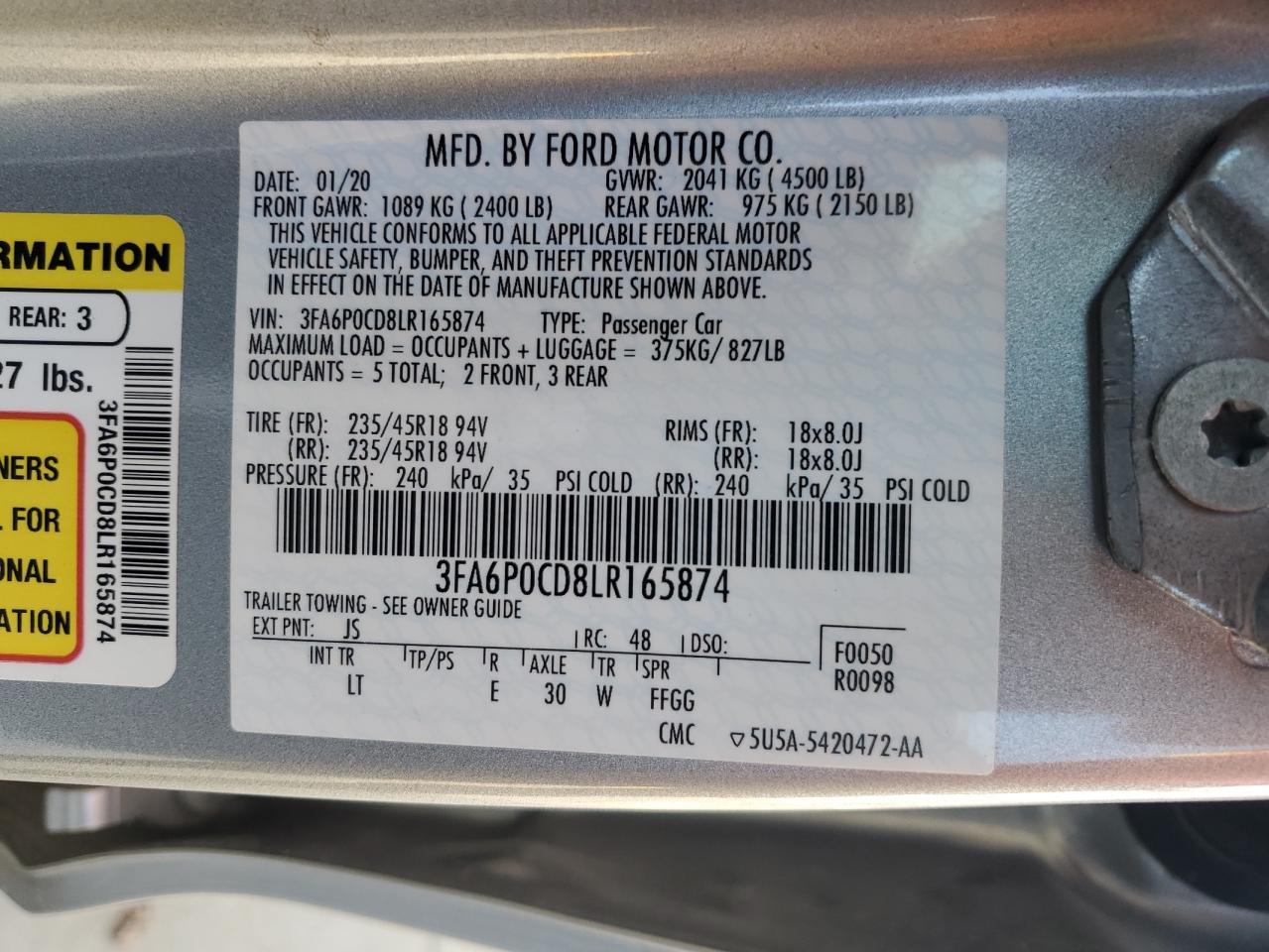 2020 FORD FUSION