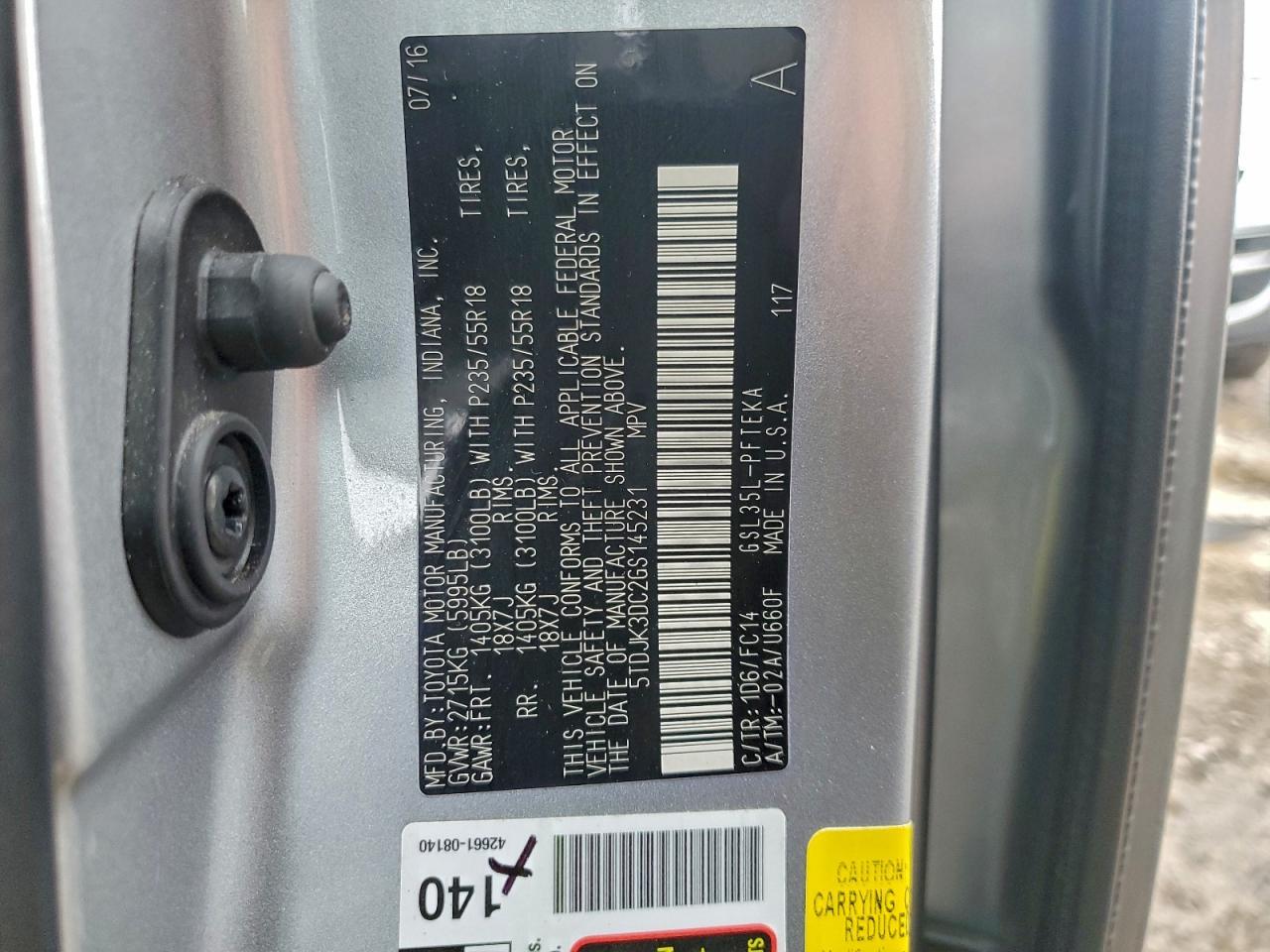 2016 TOYOTA SIENNA