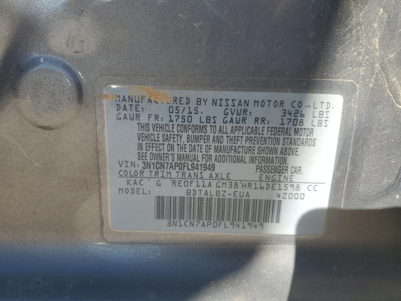 2015 NISSAN VERSA