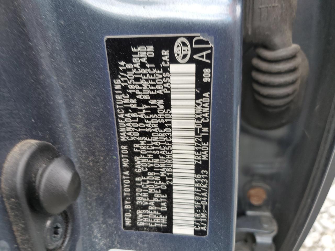 2015 TOYOTA COROLLA