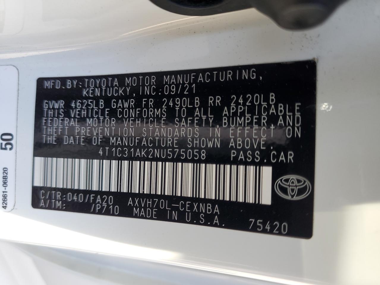 2022 TOYOTA CAMRY
