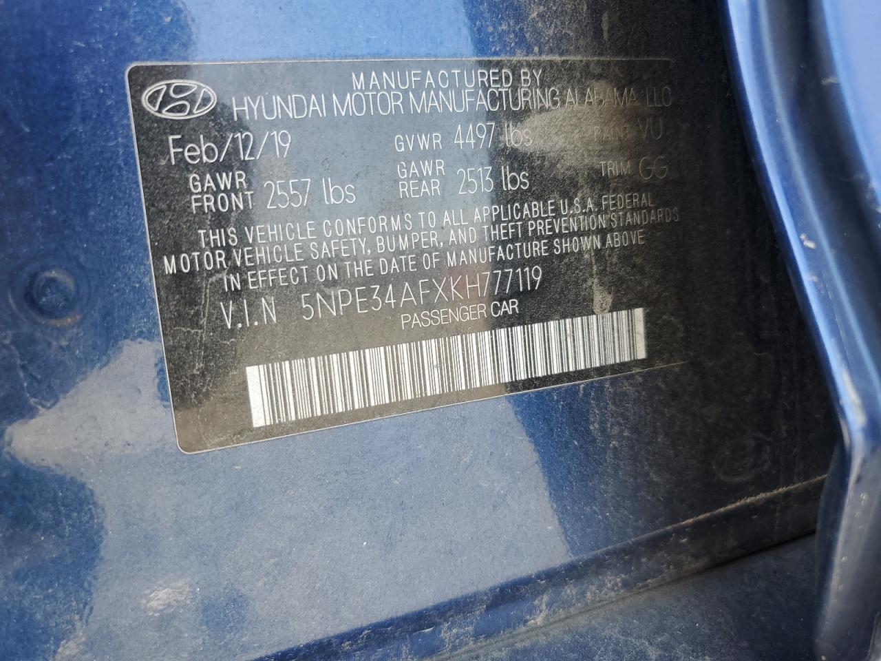 2019 HYUNDAI SONATA