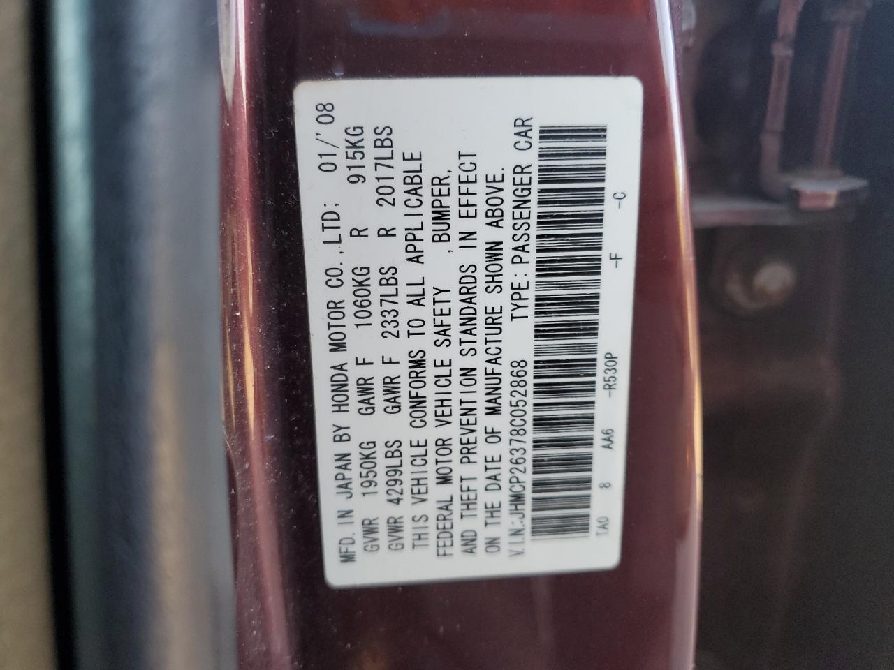 2008 HONDA ACCORD