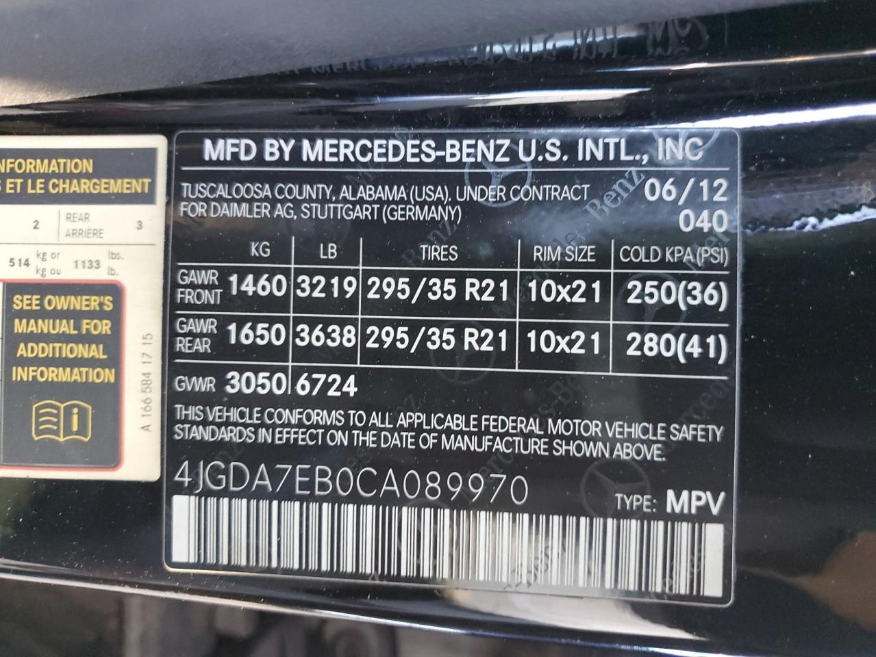 2012 MERCEDES-BENZ ML-Class