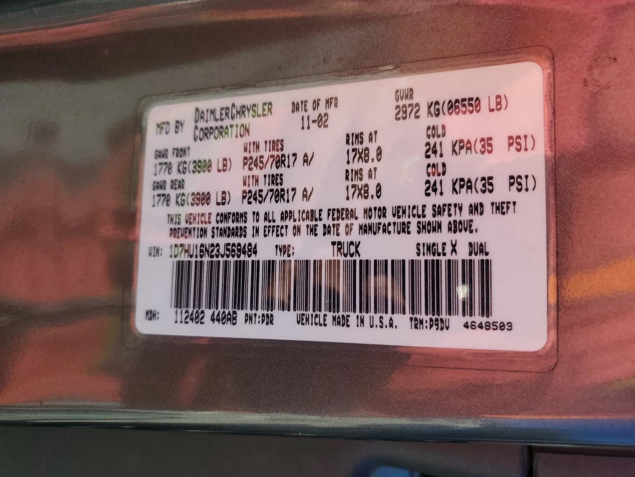 2003 DODGE RAM 1500