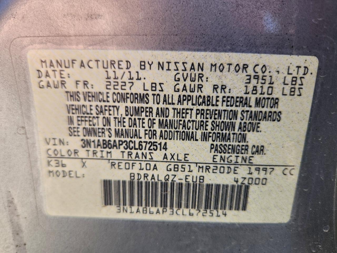 2012 NISSAN SENTRA