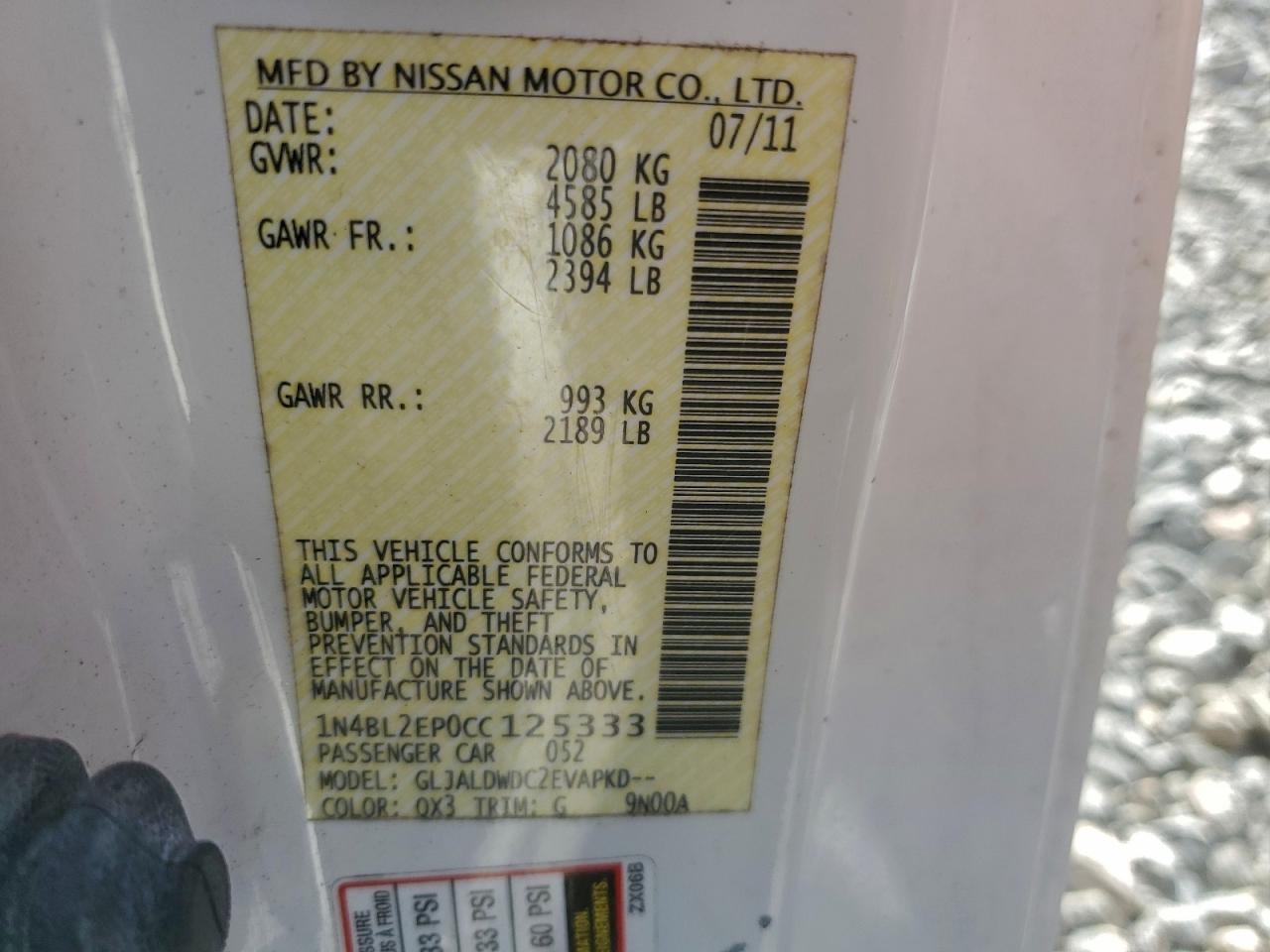 2012 NISSAN ALTIMA