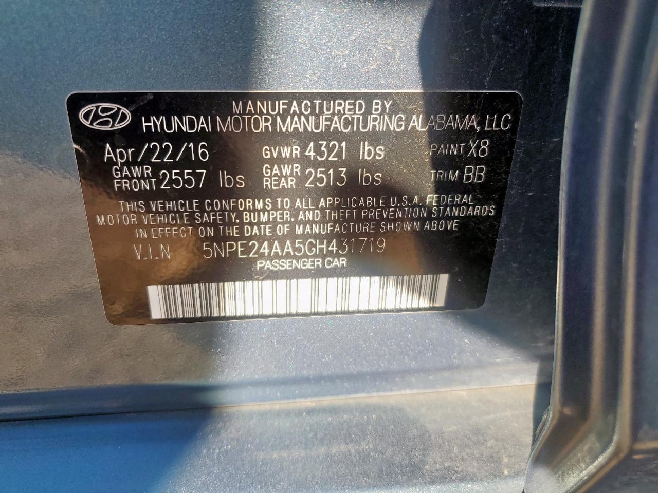 2016 HYUNDAI SONATA
