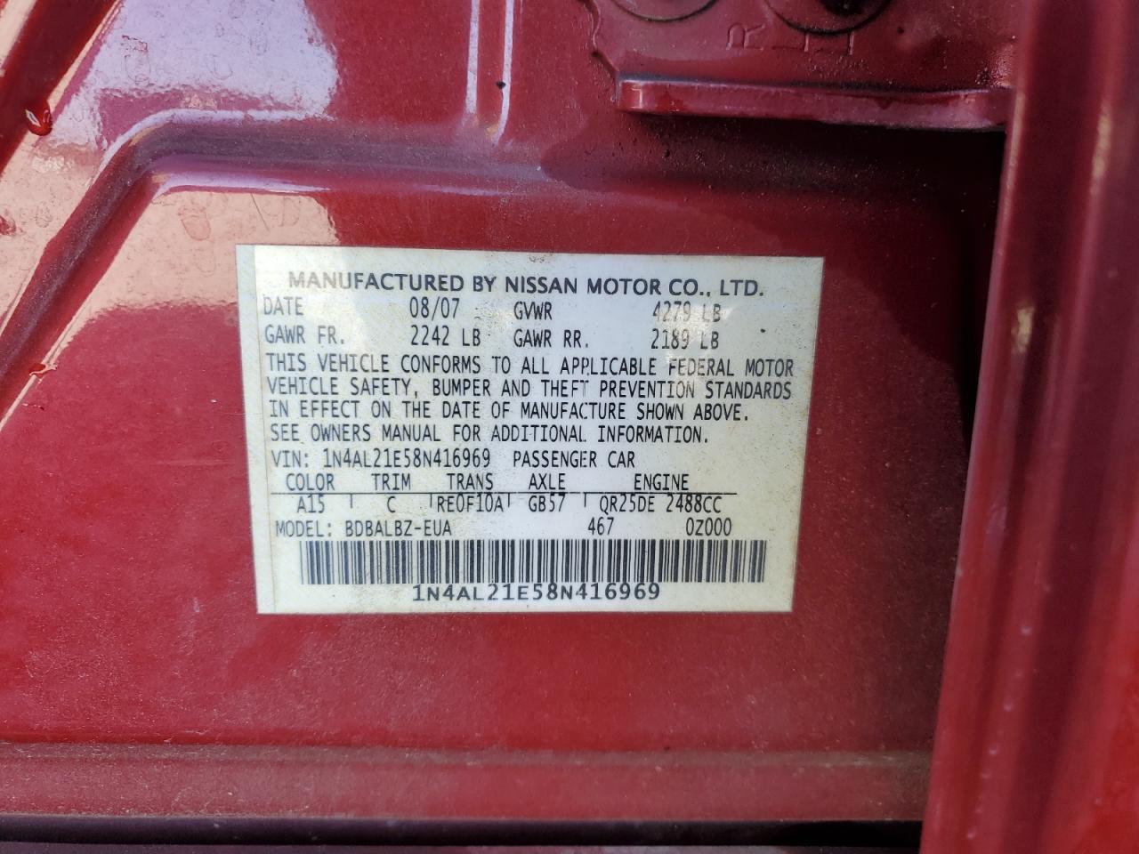 2008 NISSAN ALTIMA