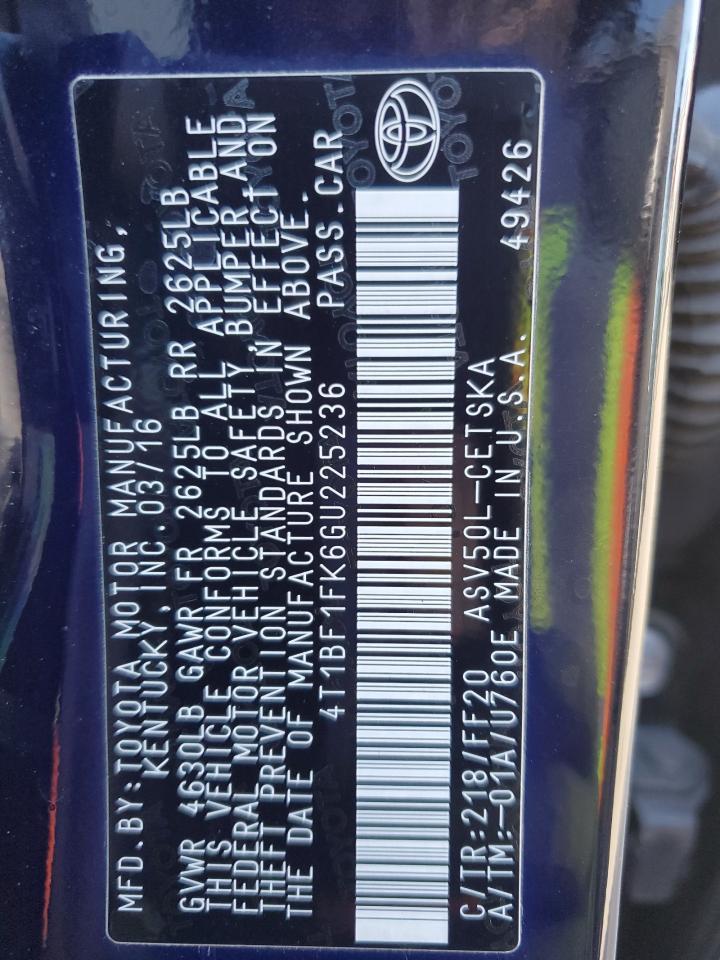 2016 TOYOTA CAMRY