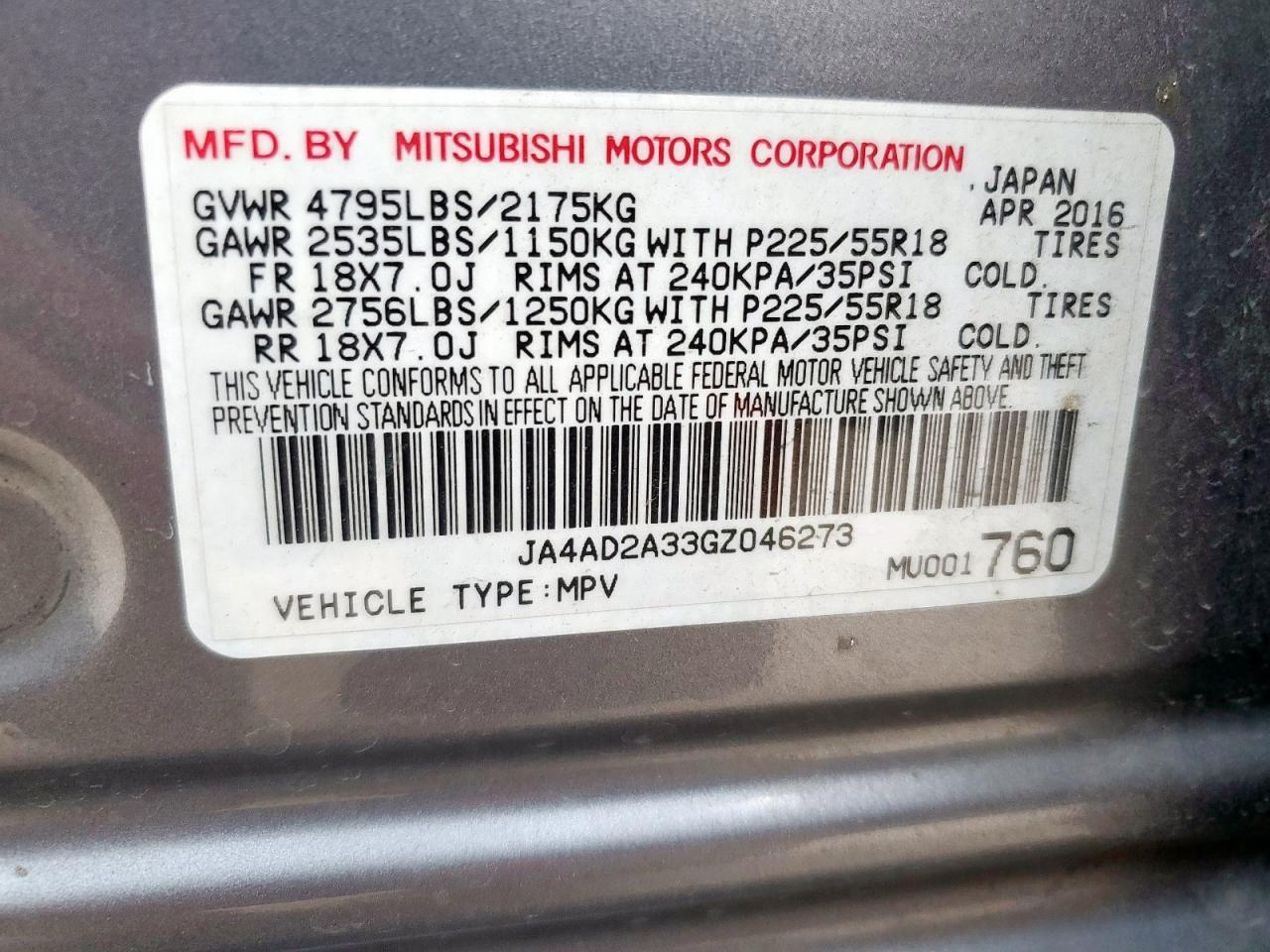 2016 MITSUBISHI outlander