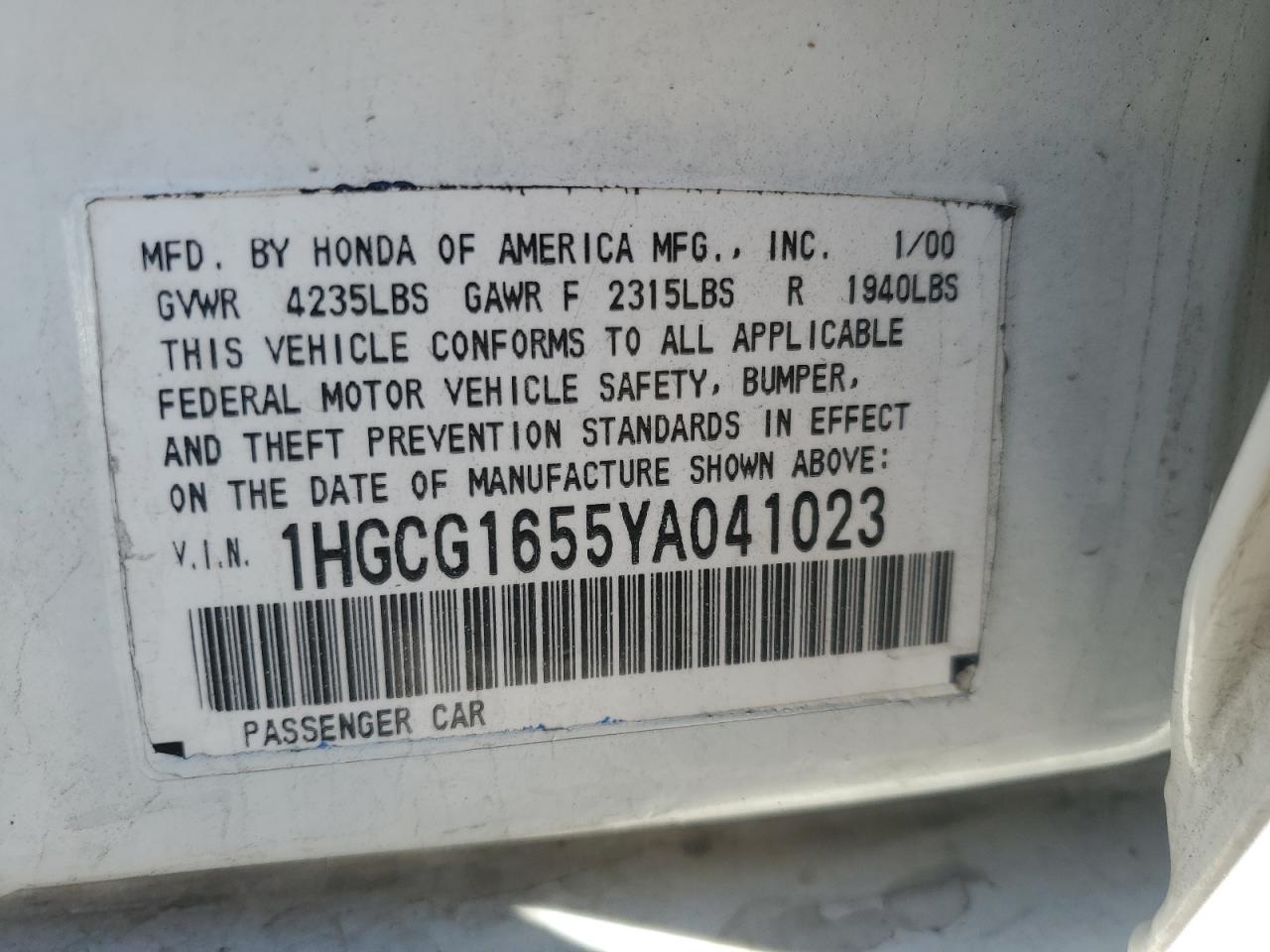 2000 HONDA ACCORD