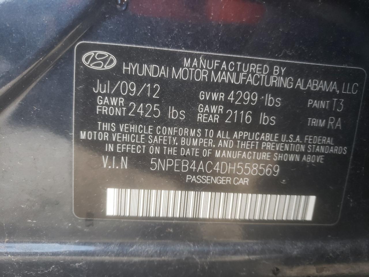 2013 HYUNDAI SONATA