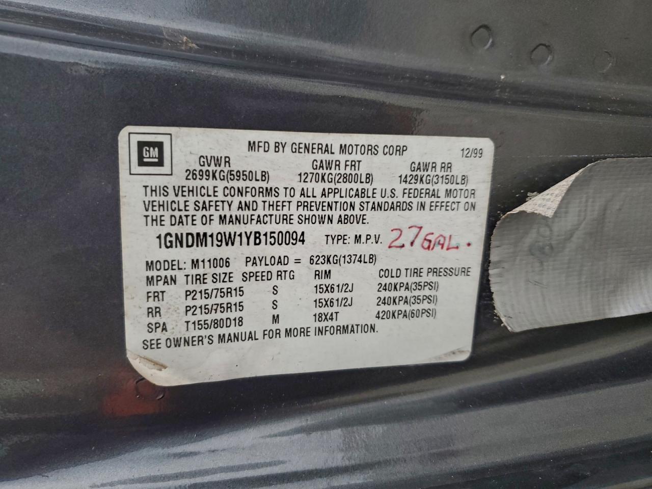 2000 CHEVROLET Astro