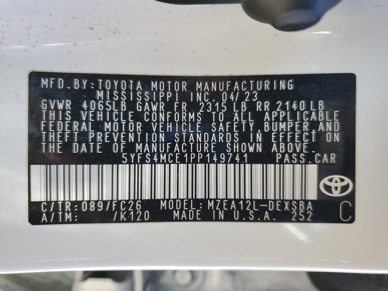 2023 TOYOTA COROLLA