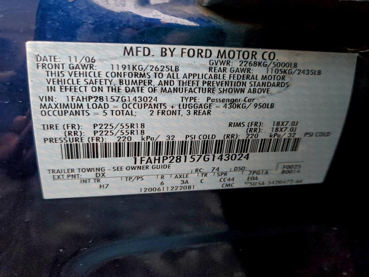 2007 FORD Five Hundred