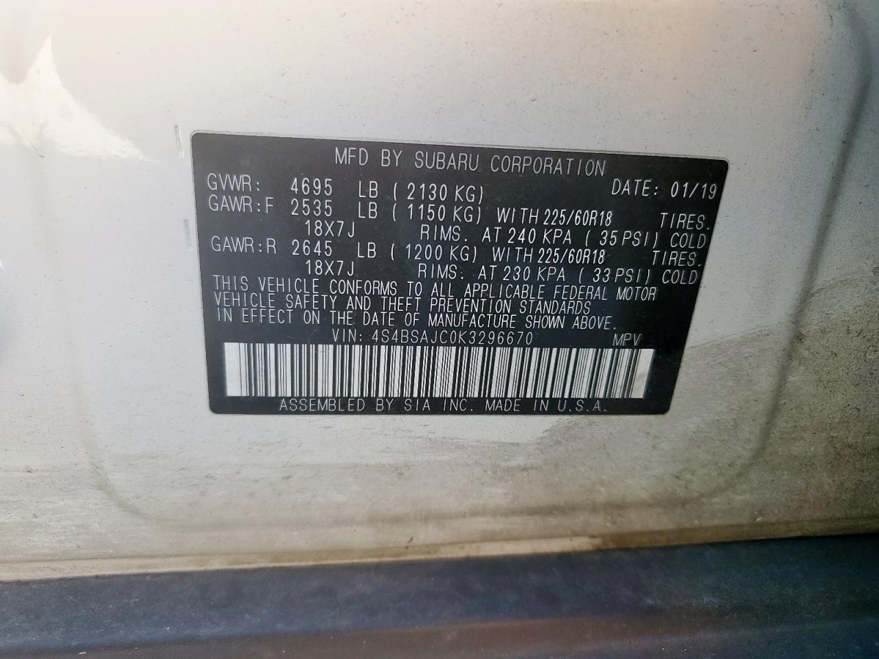 2019 SUBARU Outback