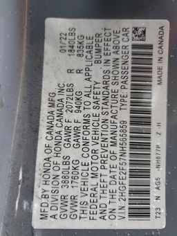 2022 HONDA CIVIC
