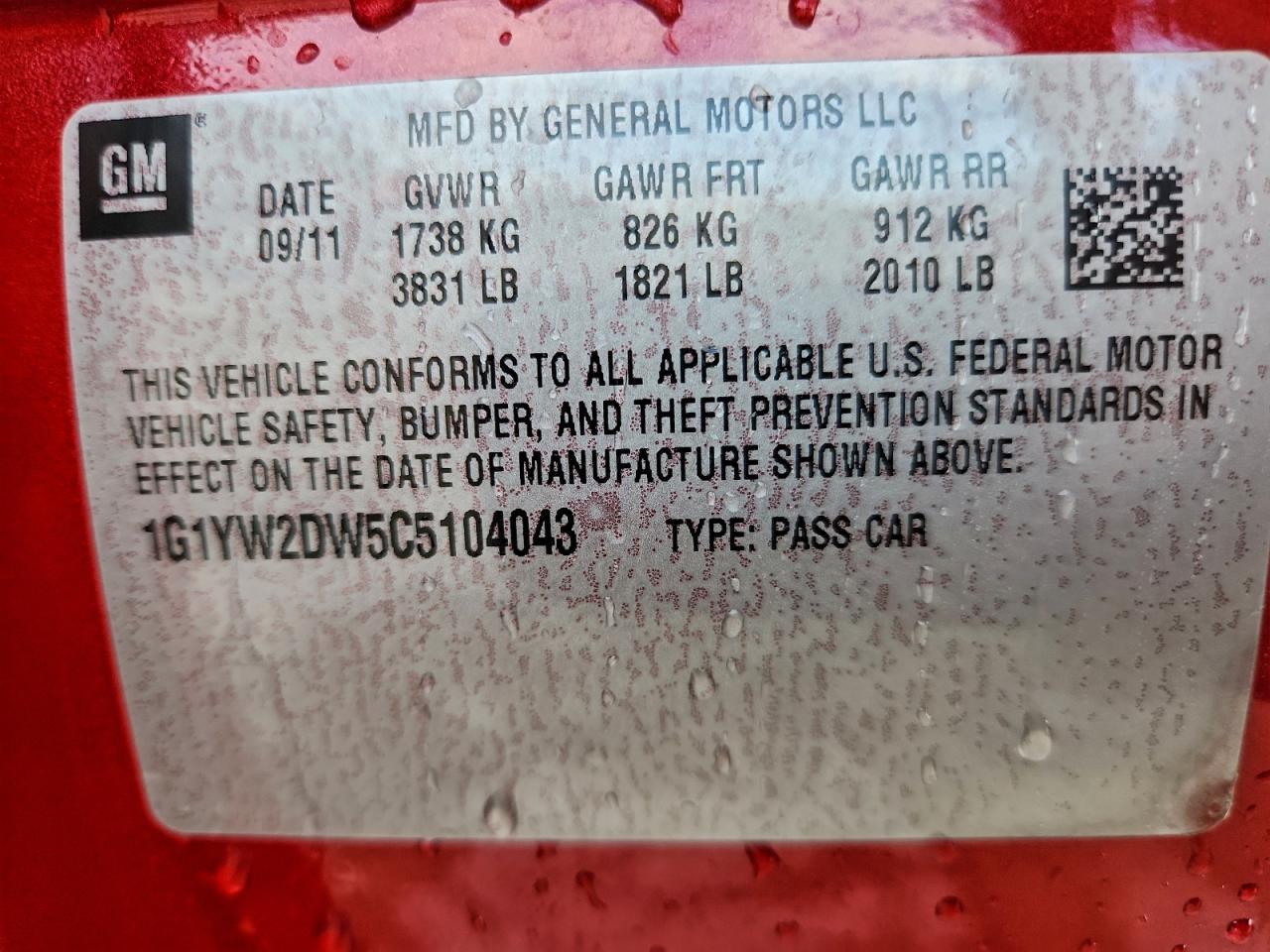 2012 CHEVROLET CORVETTE