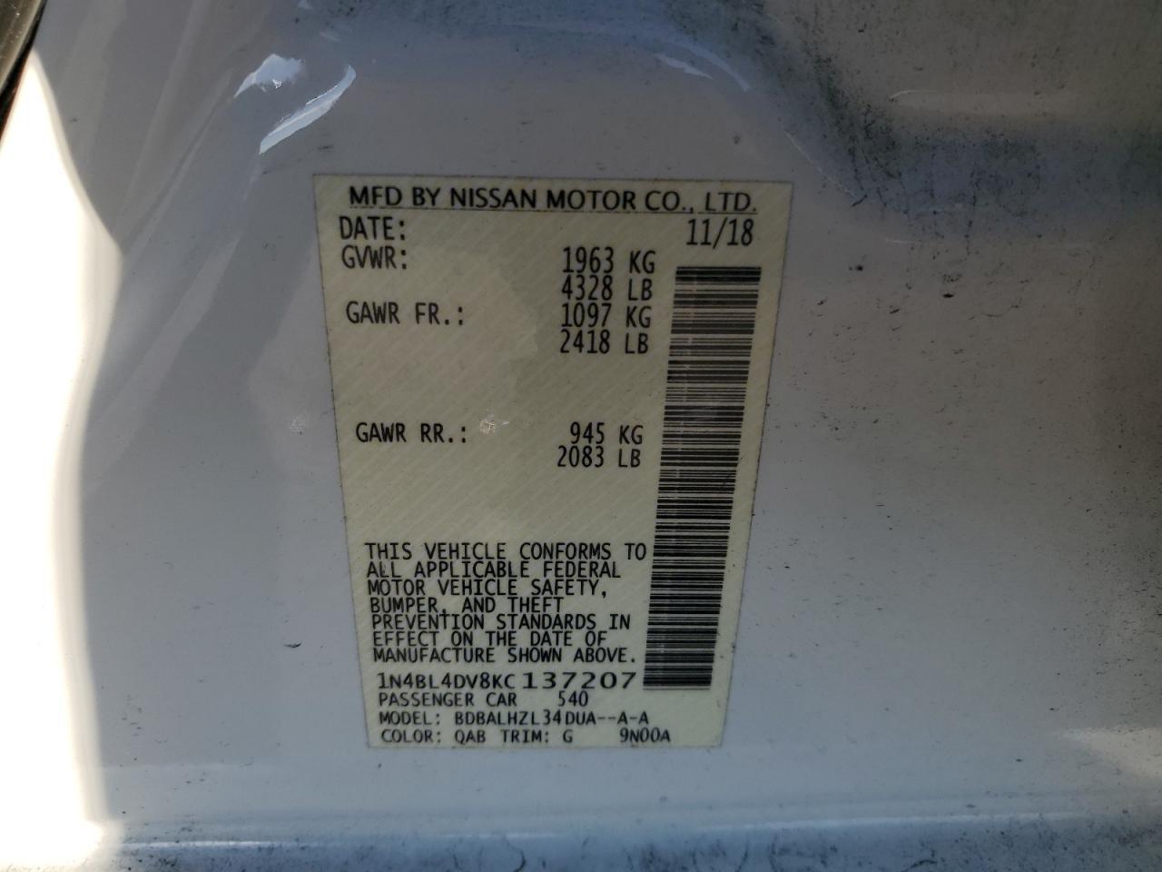2019 NISSAN ALTIMA