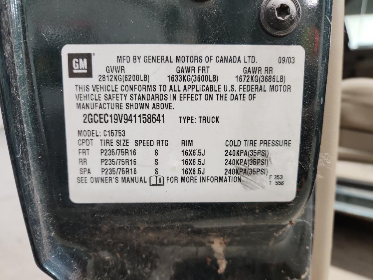 2004 CHEVROLET SILVERADO 1500