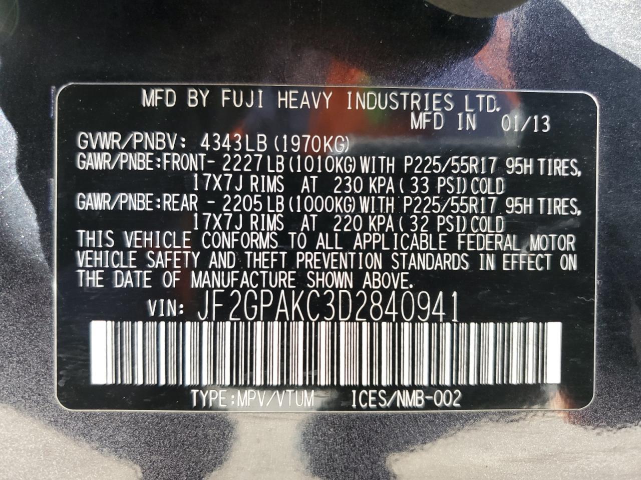 2013 SUBARU XV Crosstrek